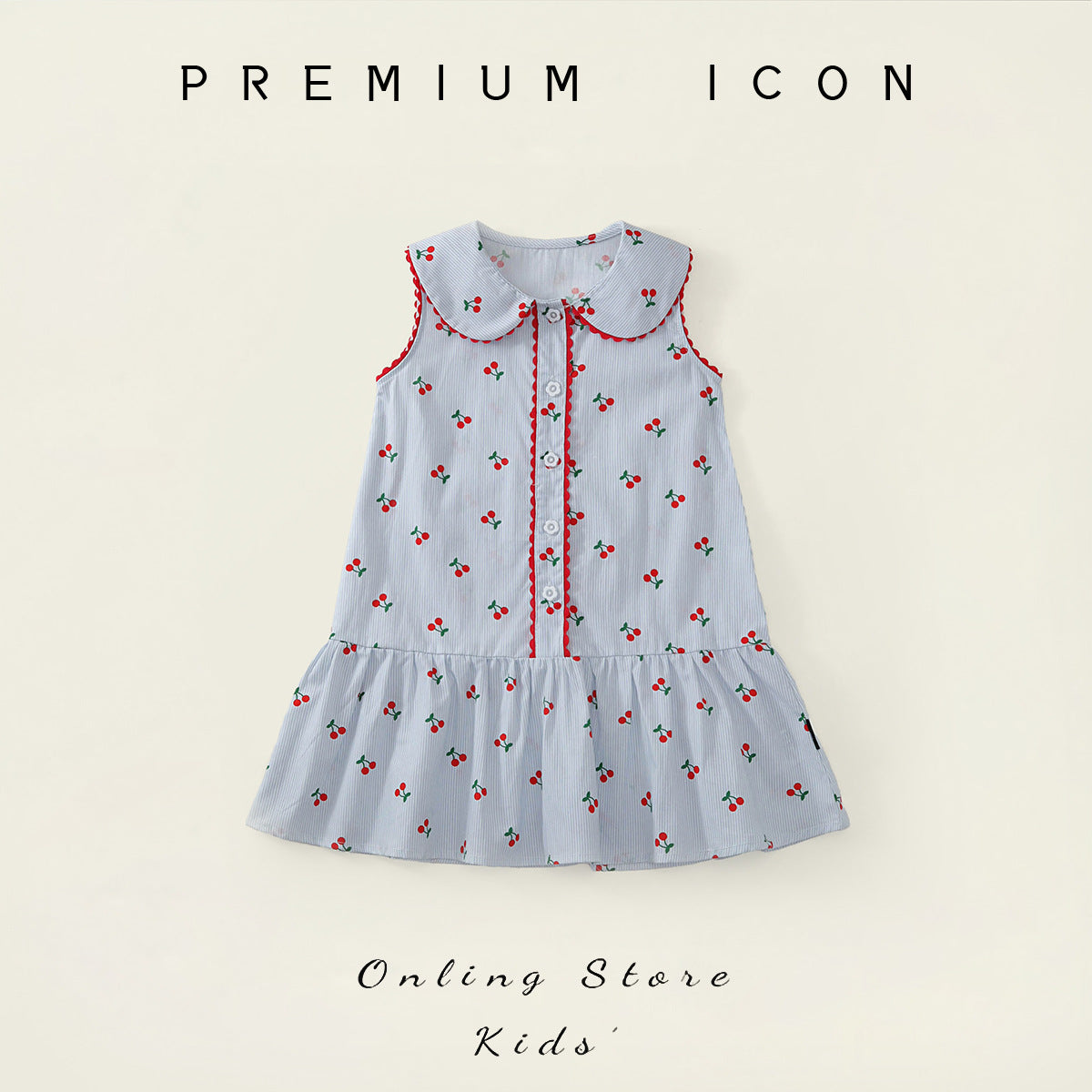 Cherry Print Peter Pan Collar Dress