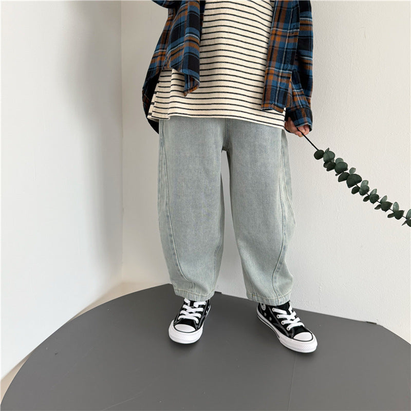 Light Blue Soft Denim Patchwork Pants