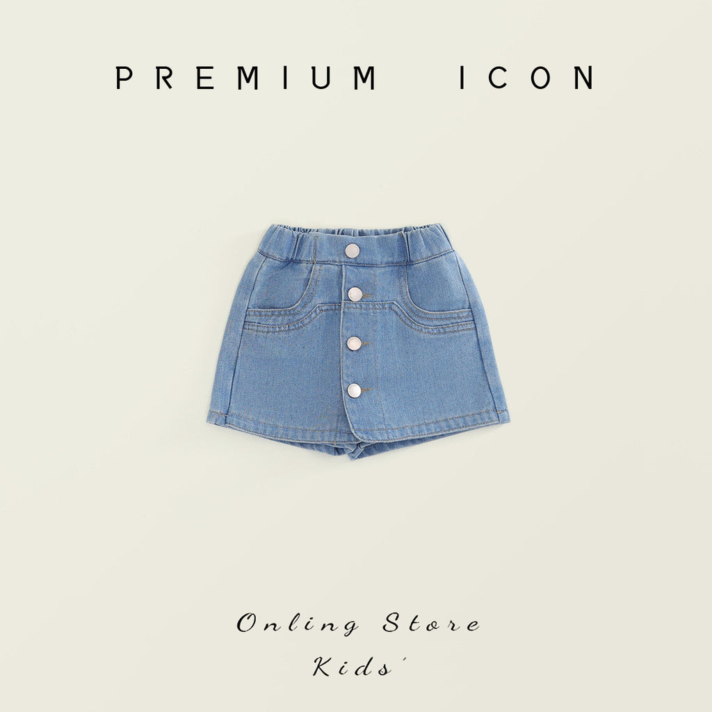 Washed Denim Skort for Girls
