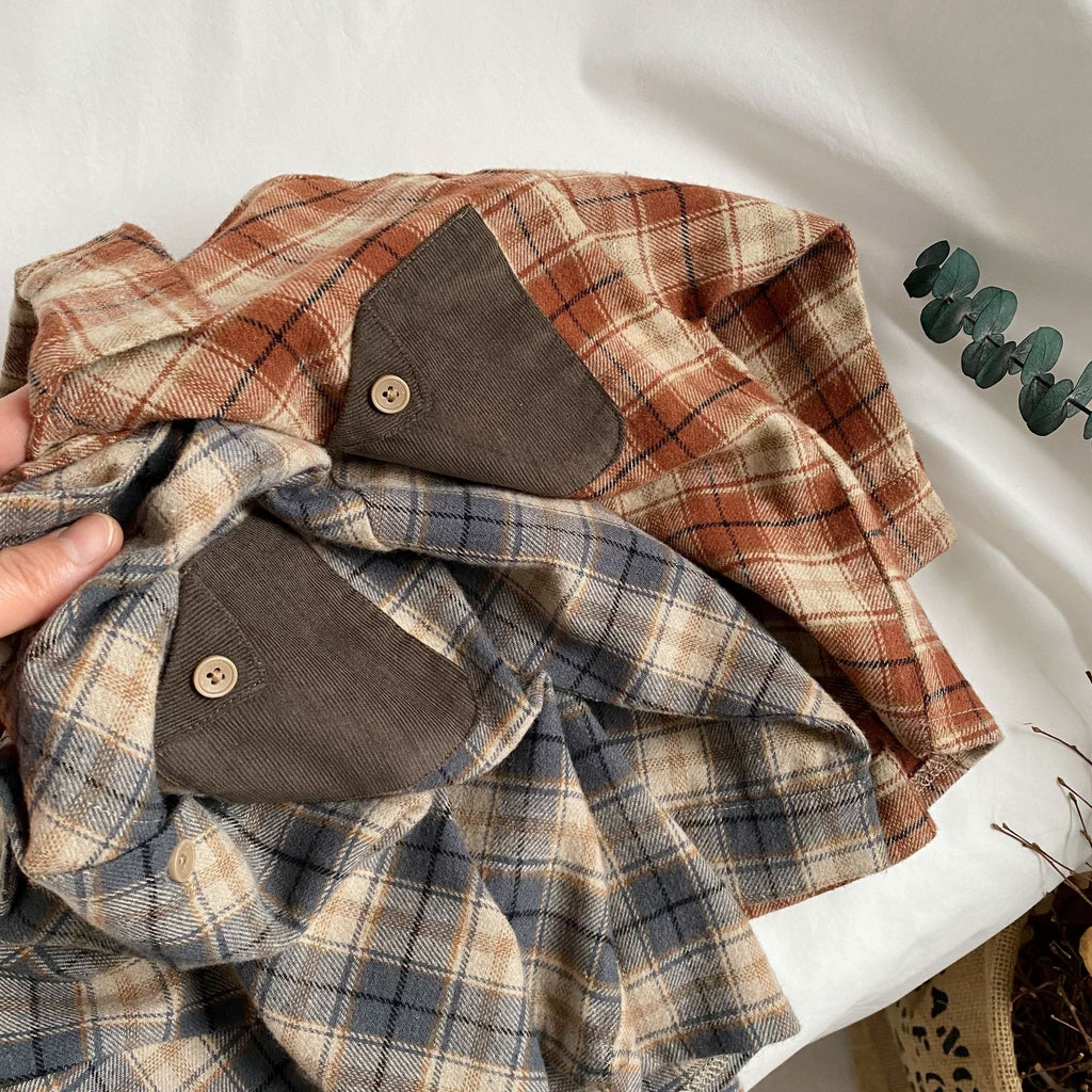 Color-Block Plaid Pocket Shirt