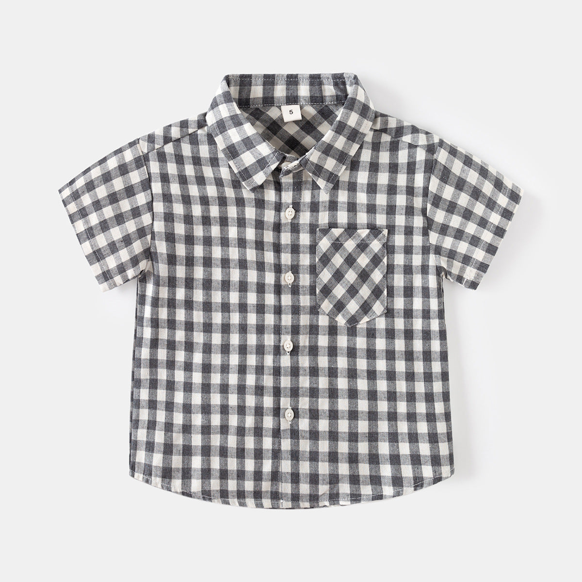 Plaid Turn-Down Collar Blouse for Kids