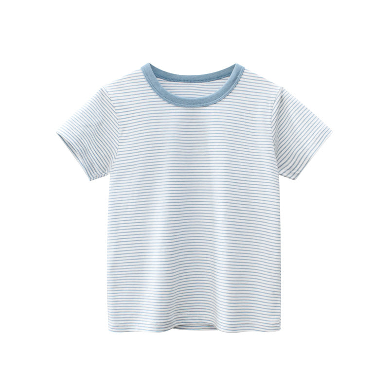 Green & White Striped Short Sleeve Tee