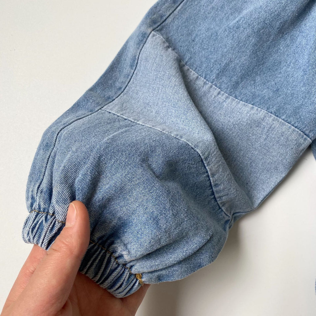 Light Blue Patchwork Drawstring Jeans