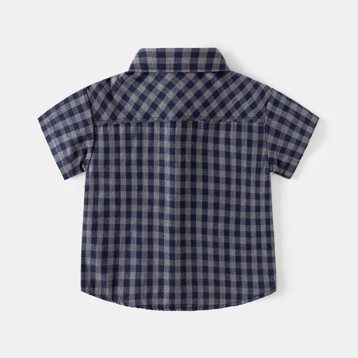 Plaid Turn-Down Collar Blouse for Kids