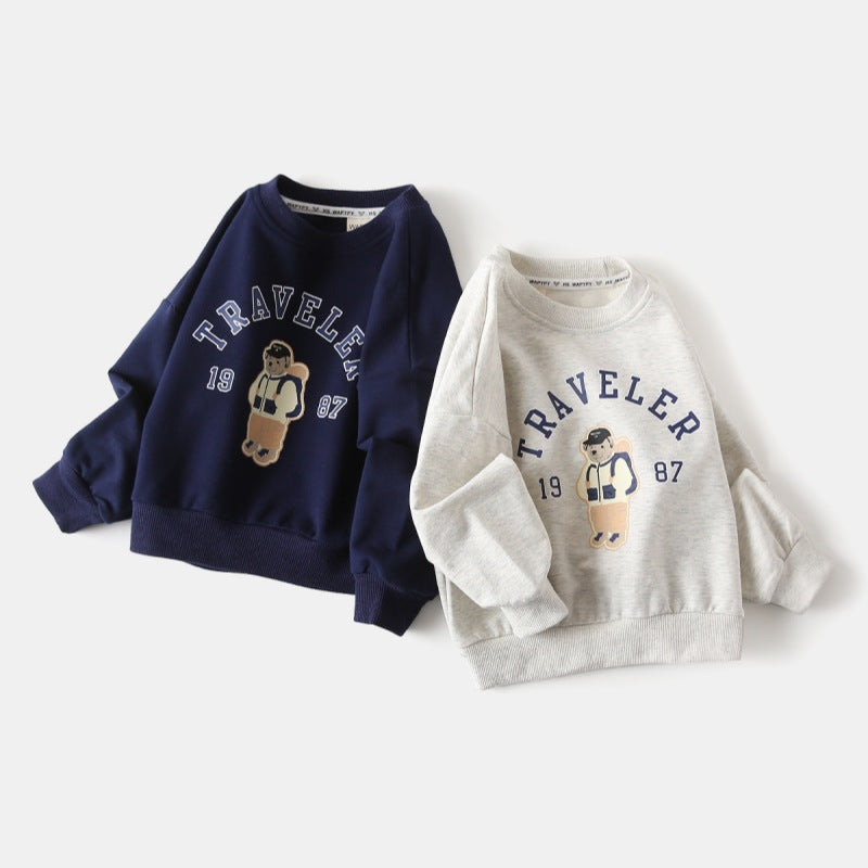 Loose Round Neck Pullover Hoodie