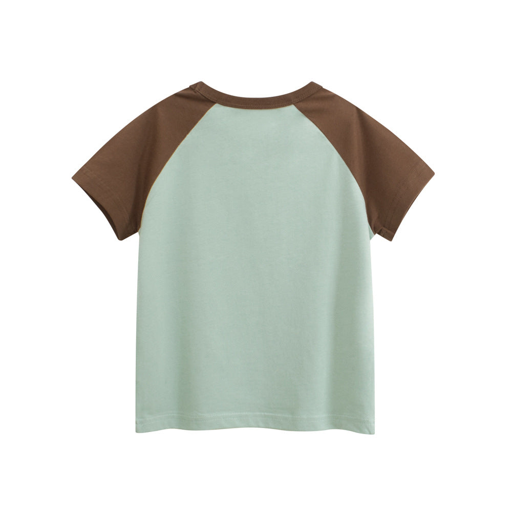 Green & Coffee Print Short Sleeve Tee
