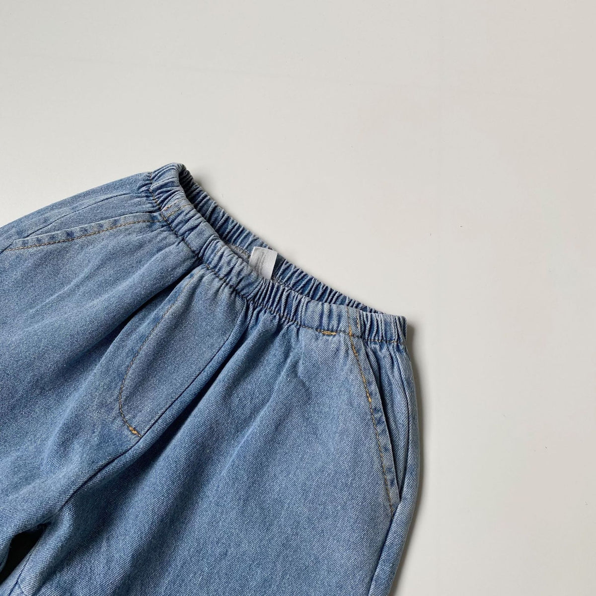 Light Blue Patchwork Drawstring Jeans