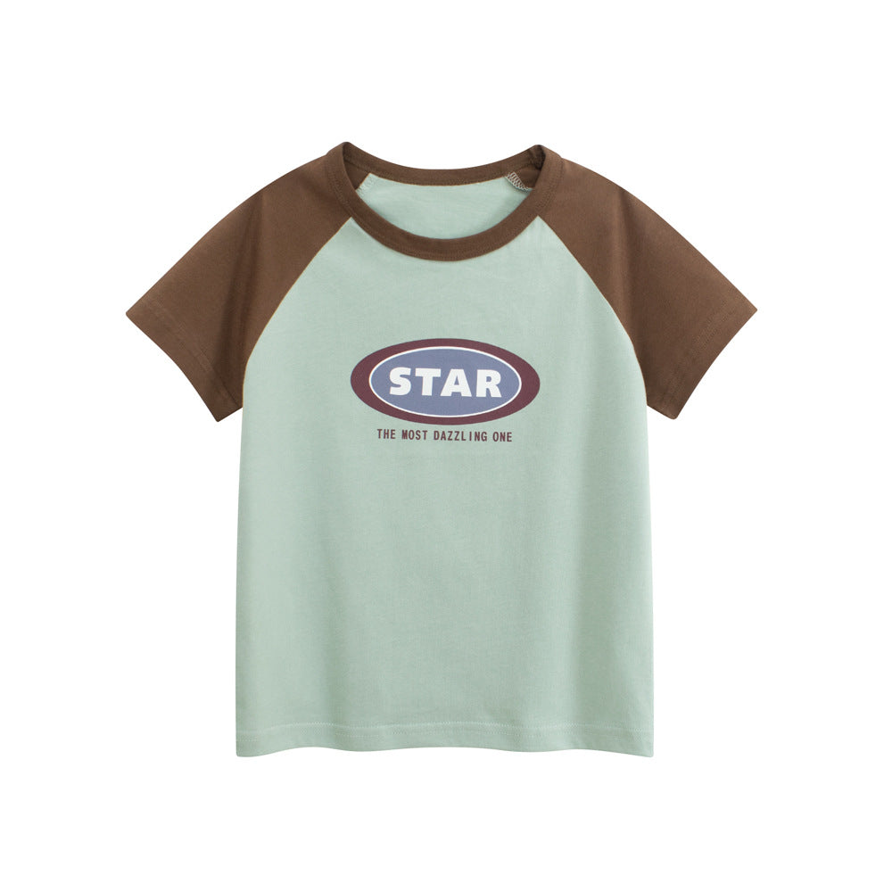 Green & Coffee Print Short Sleeve Tee