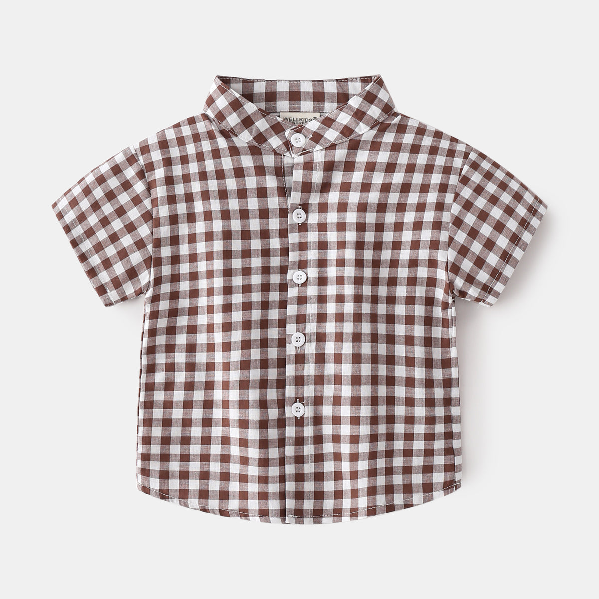 Small Check Plaid Button-Up Shirt for Boys