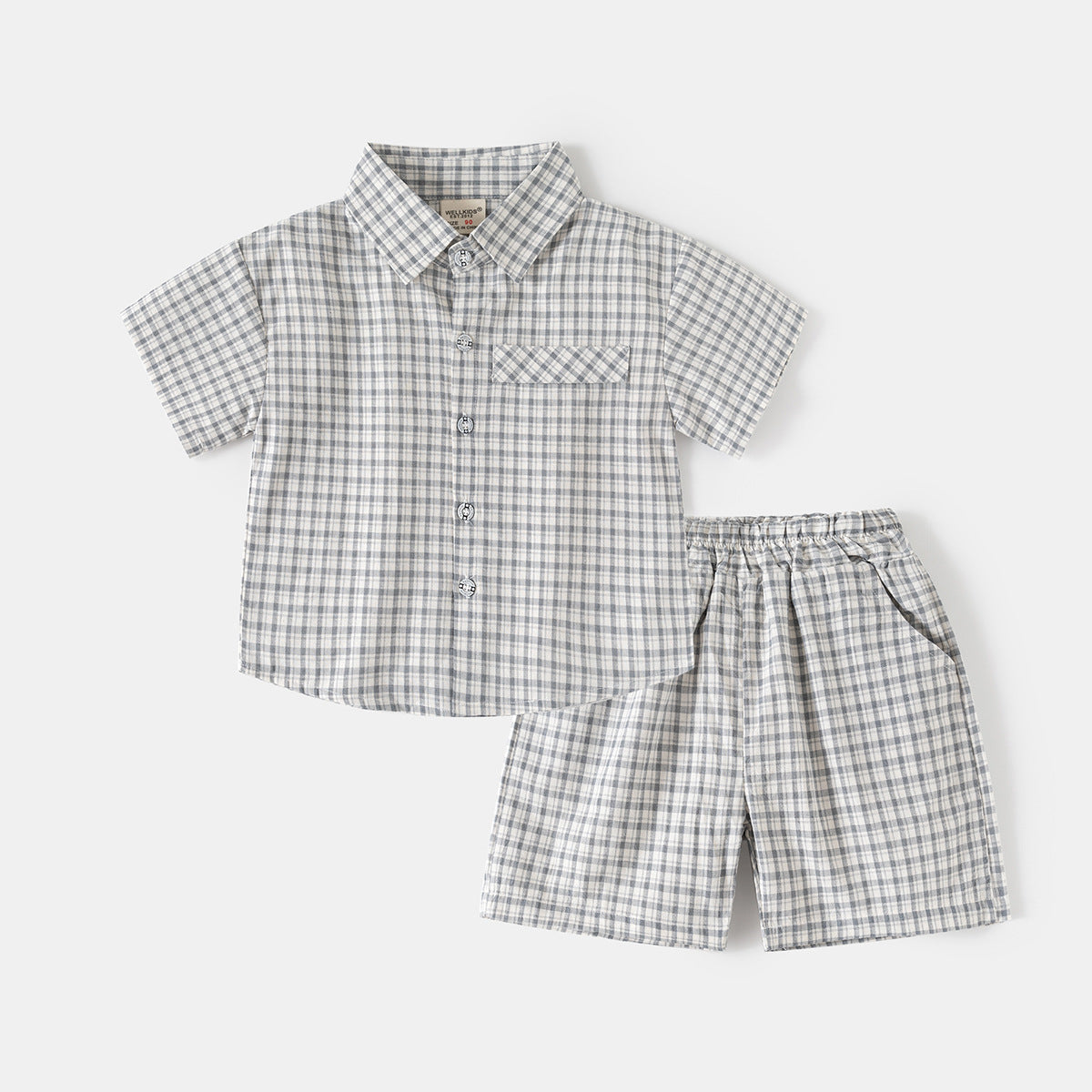 Checkered Shirt & Shorts Two-Piece Set