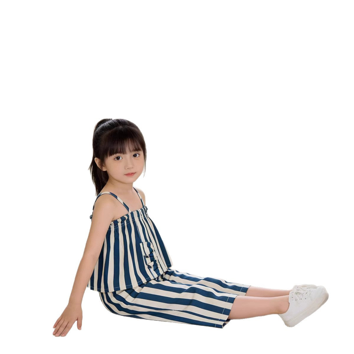 Striped Strap Top & Wide-Leg Pants Set
