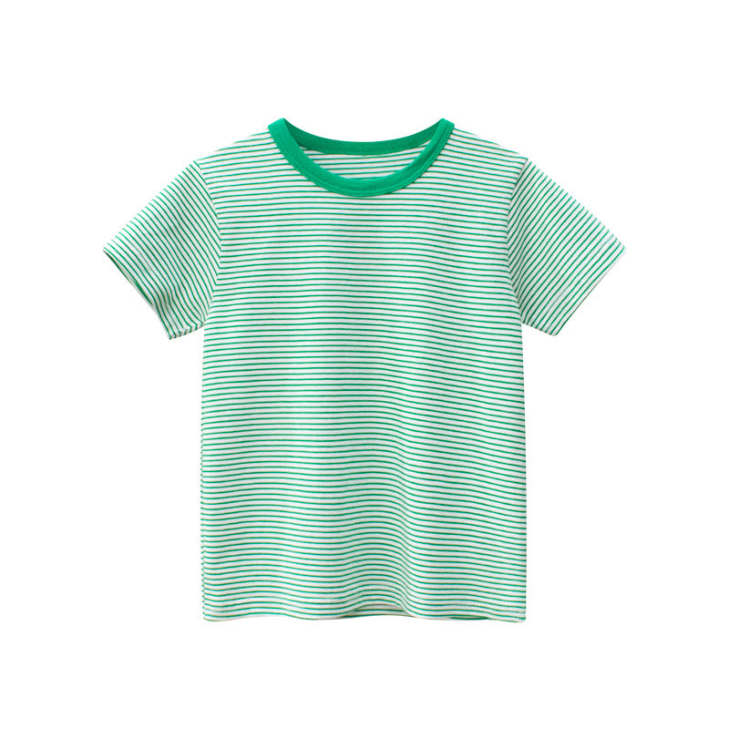 Green & White Striped Short Sleeve Tee