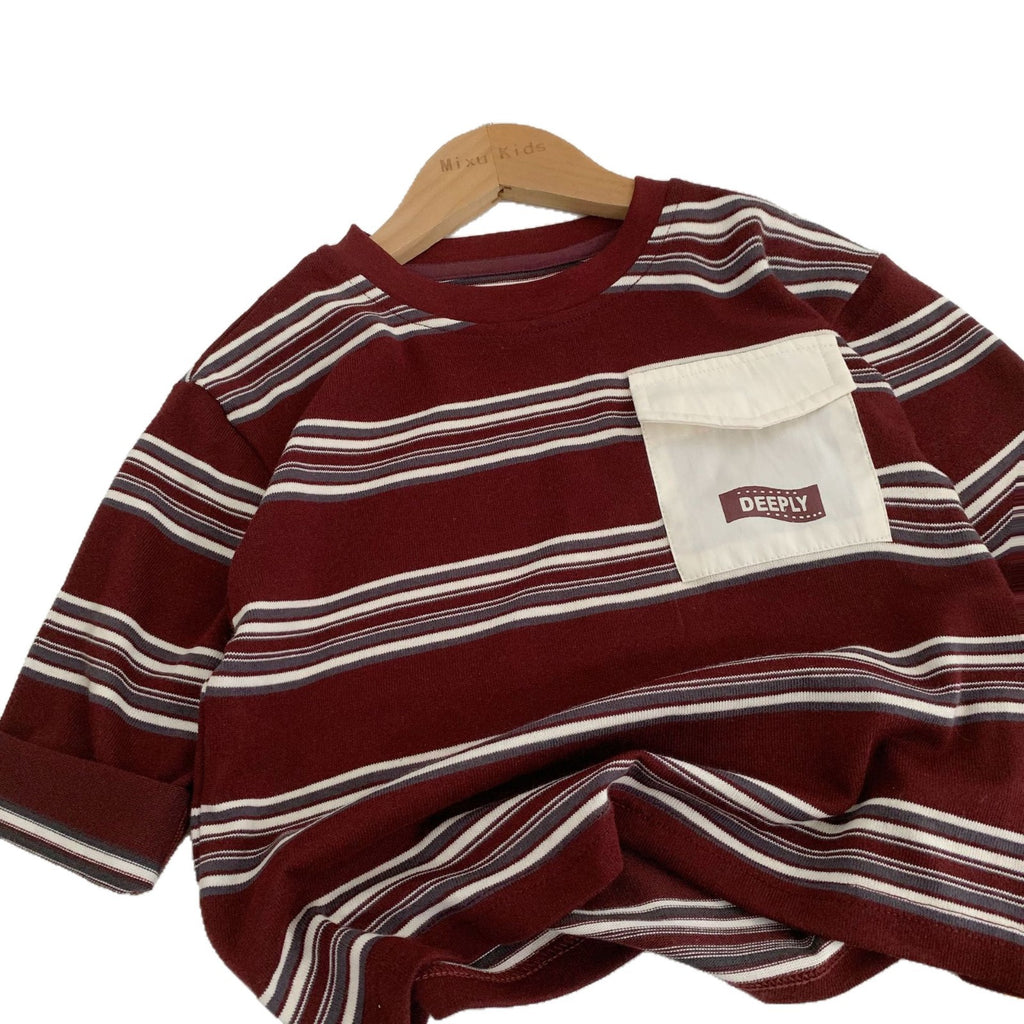 Red Stripe Pocket Tee for Kids