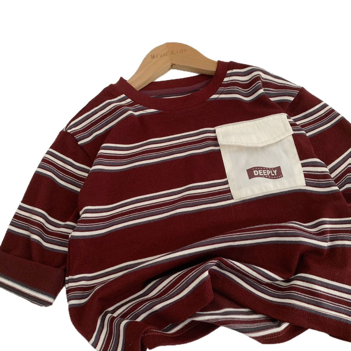 Red Stripe Pocket Tee for Kids