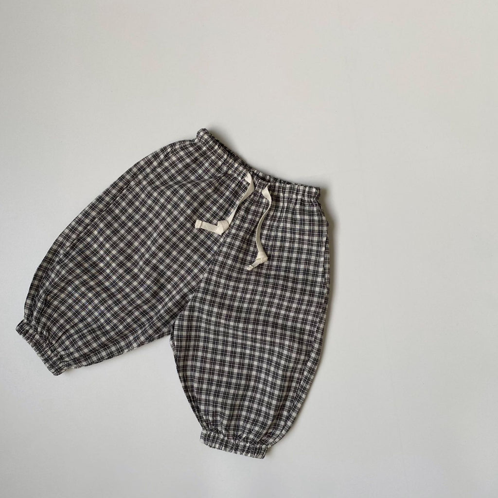 Plaid Lace-Up Drawstring Pants