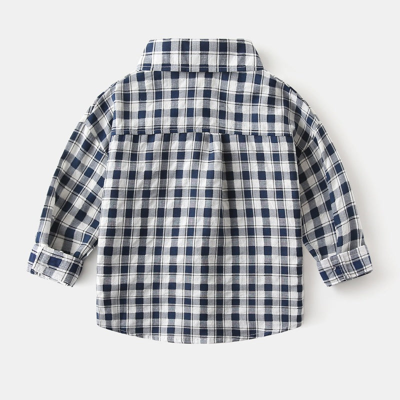 Grid Check Long Sleeve Shirt for Boys