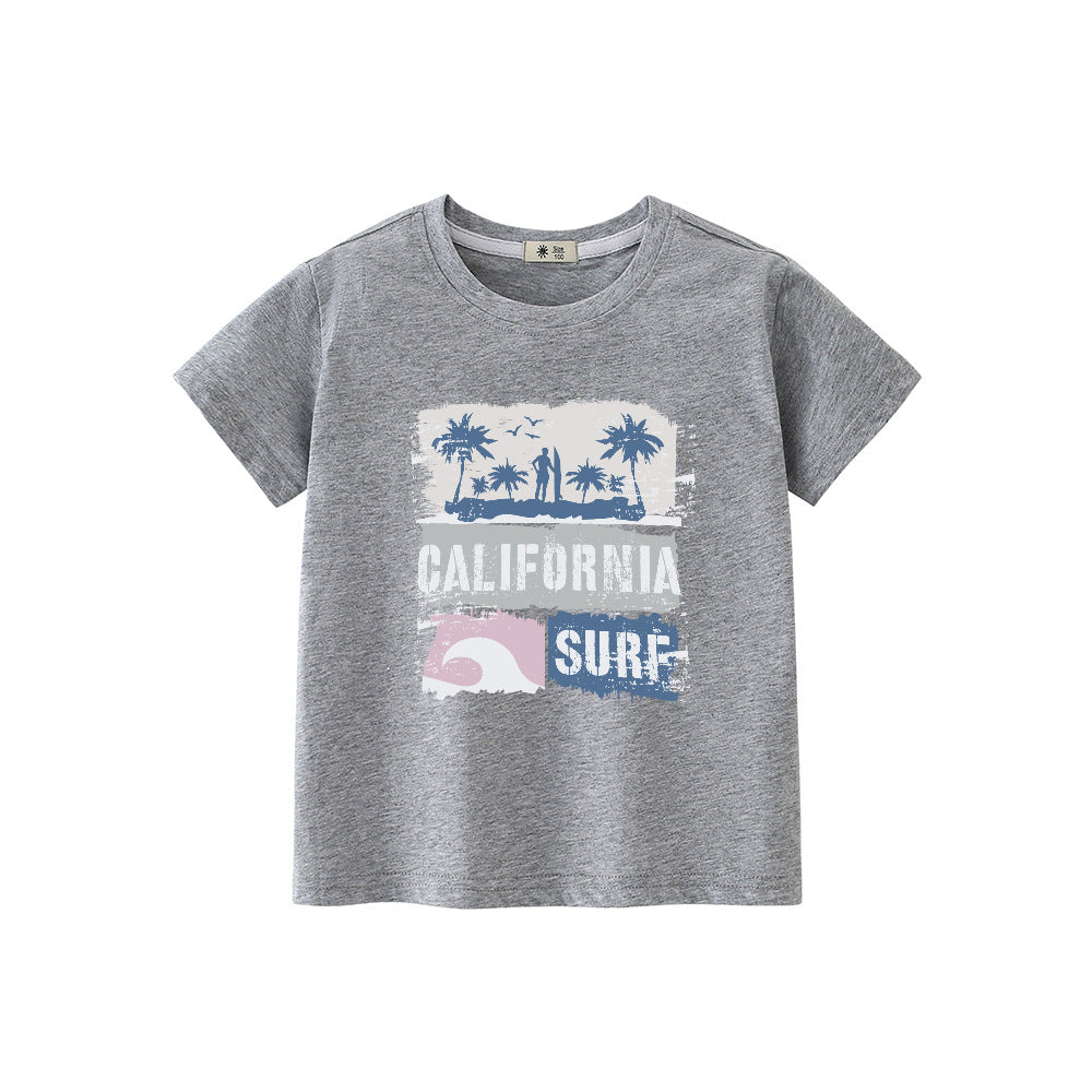 Camping Cat Print Short Sleeve Tee