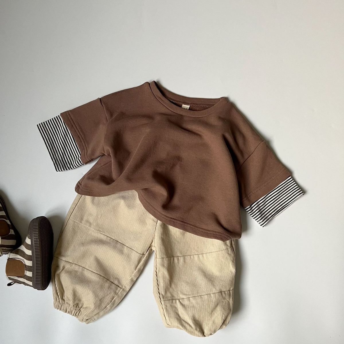 Striped Cuff Color-Block Hoodie