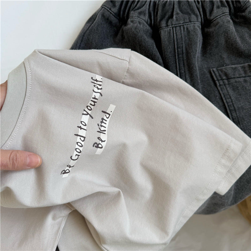Apricot Letter-Print Long Sleeve Shirt
