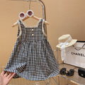 Black & White Check Lace Backless Dress