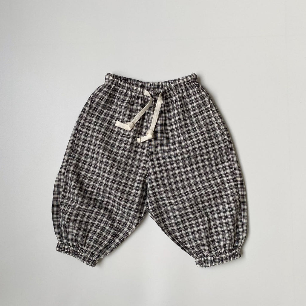 Plaid Lace-Up Drawstring Pants