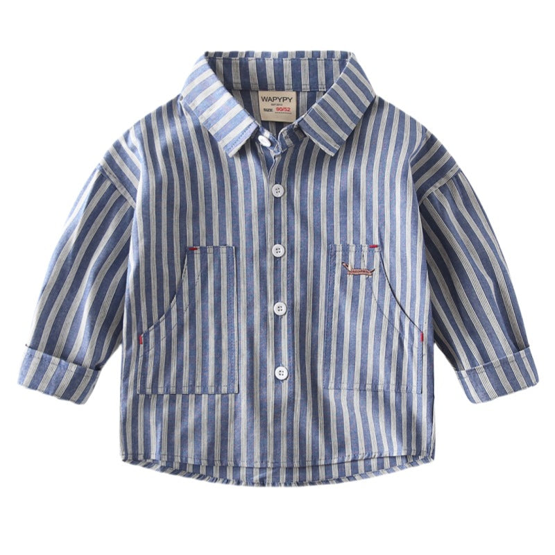 Blue Striped Long Sleeve Shirt for Boys