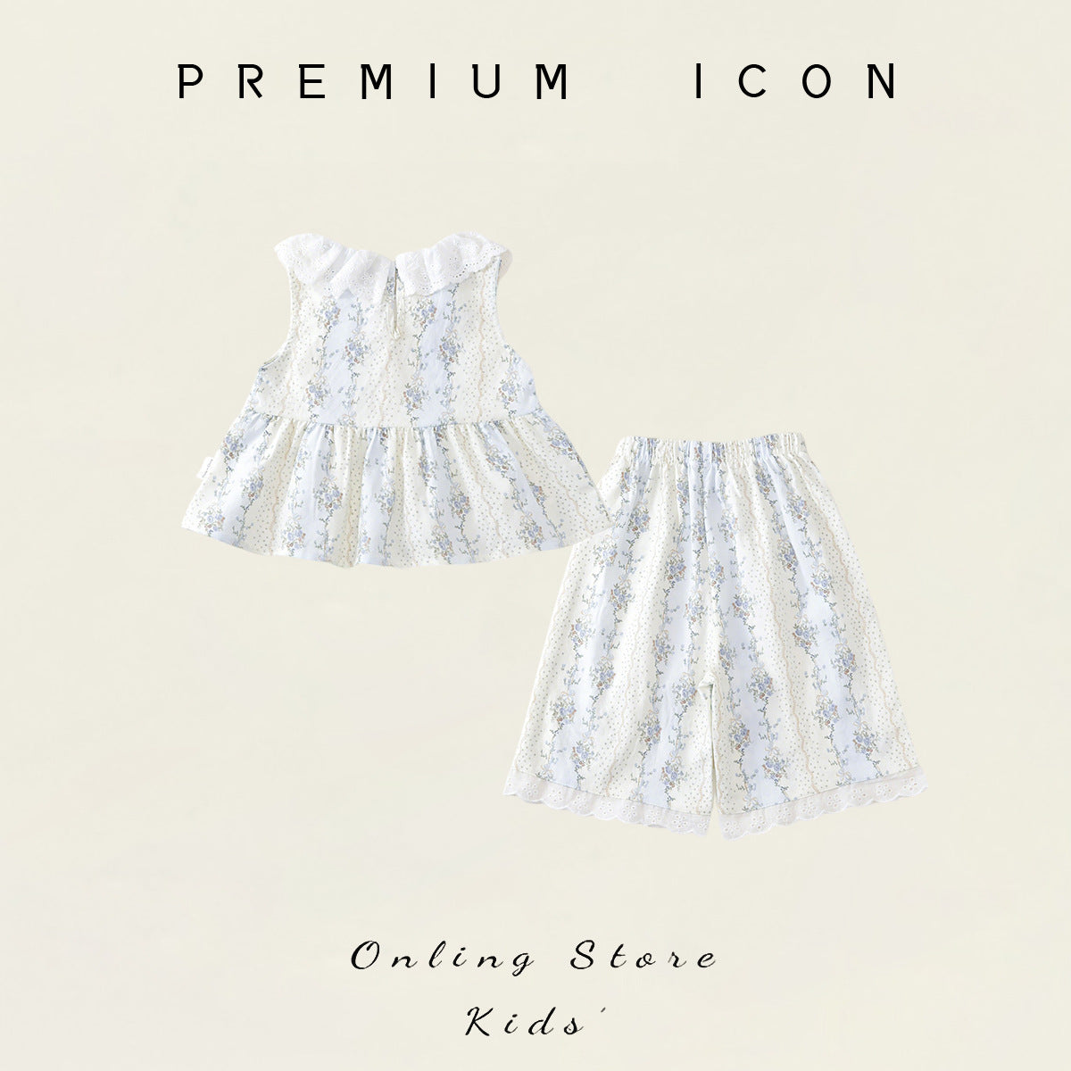 Lace-Trimmed Sleeveless Collar Set for Girls