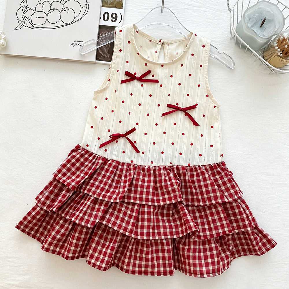 Polka Dot Bow Backless Dress for Girls