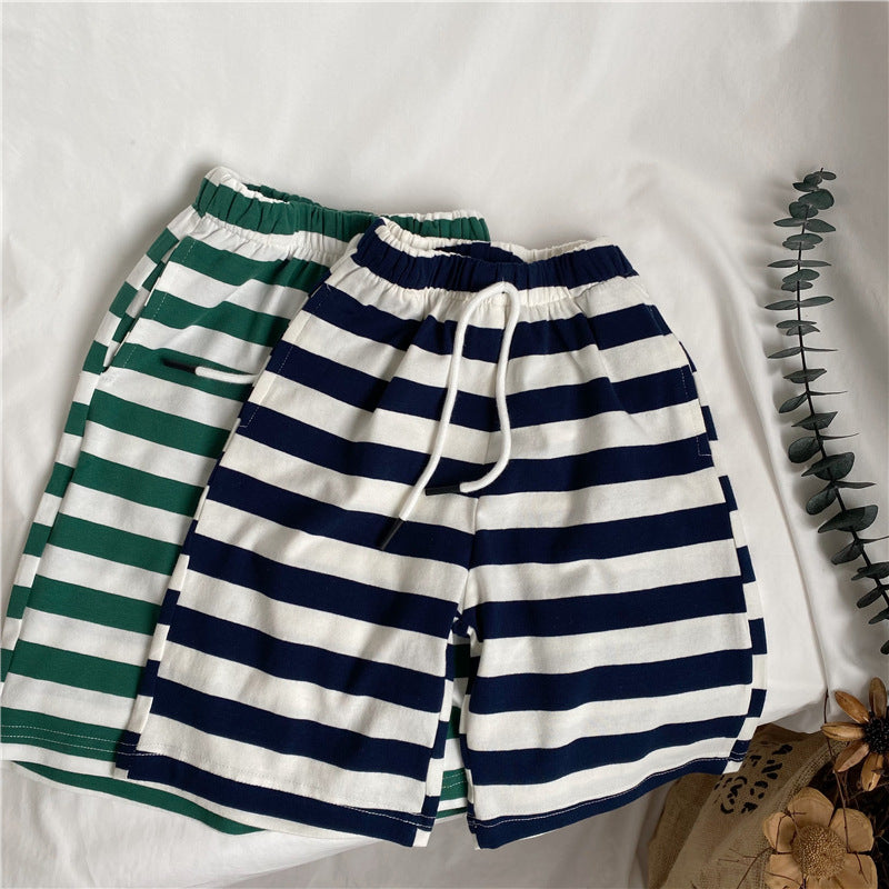 Striped Lace-Up Cropped Pants