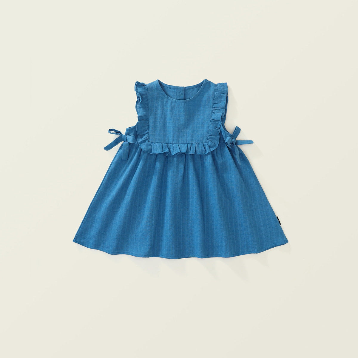 Floral Trim Blue A-Line Dress for Girls