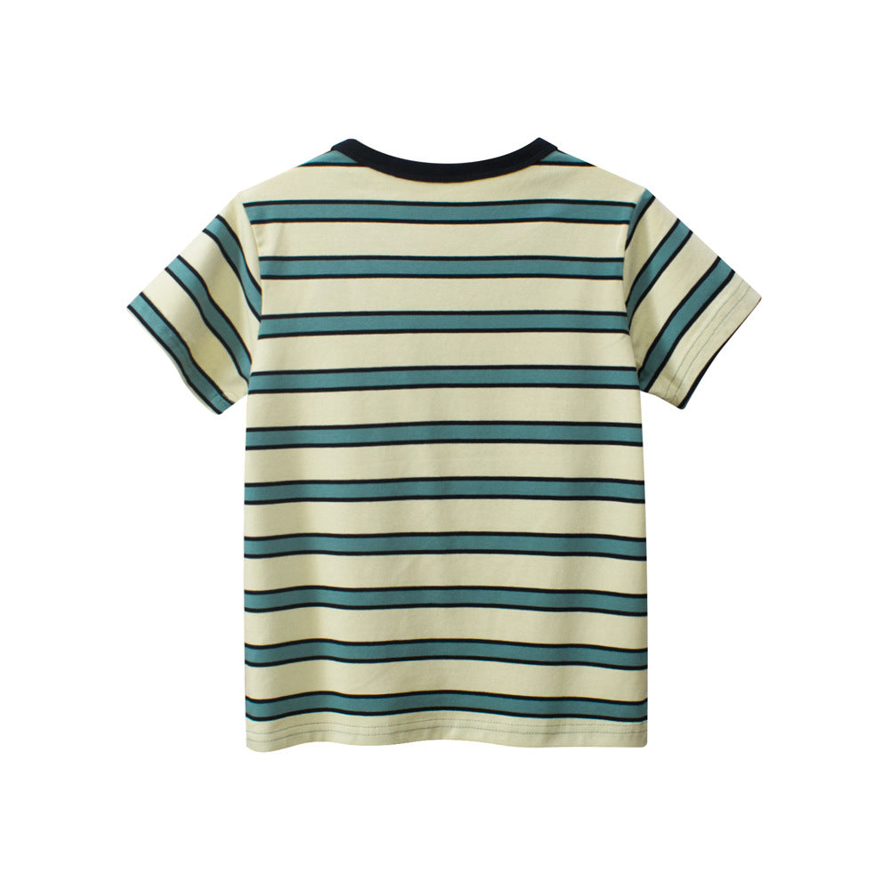 Apricot & Black Striped Tee for Boys