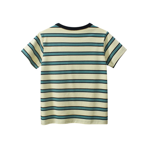 Apricot & Black Striped Tee for Boys