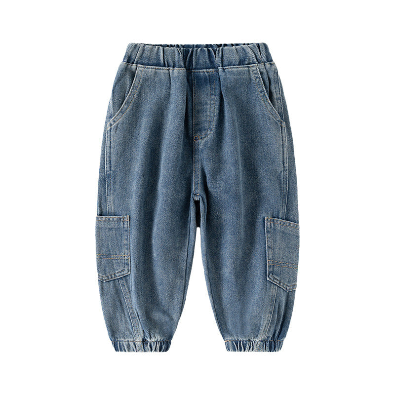Light Blue Distressed Denim Pants for Boys