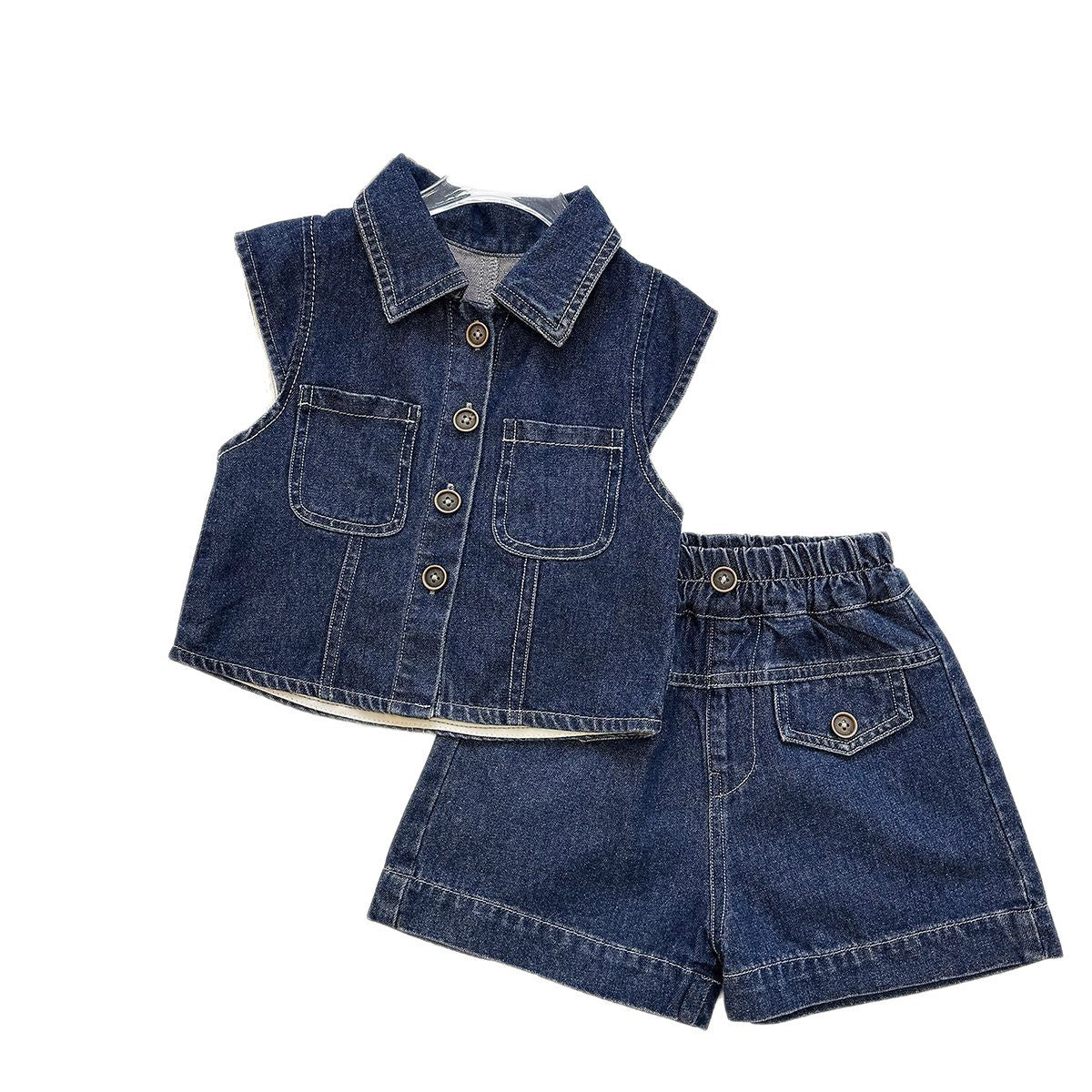 Denim Vest & Shorts Two-Piece Set for Girls