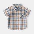 Khaki Blue Plaid Short Sleeve Shirt