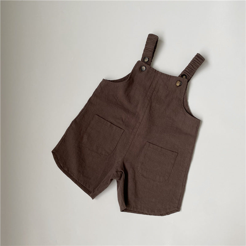 Cotton Linen Suspender Pants