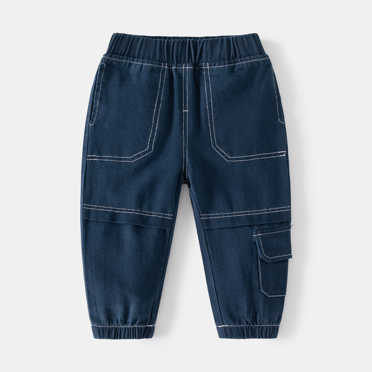 Cream Cargo Pants with Knee Patchwork