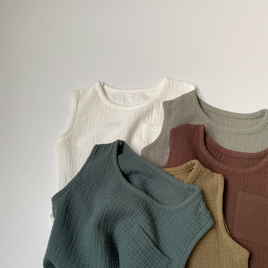 Textured Knit Patch Vest for Kids