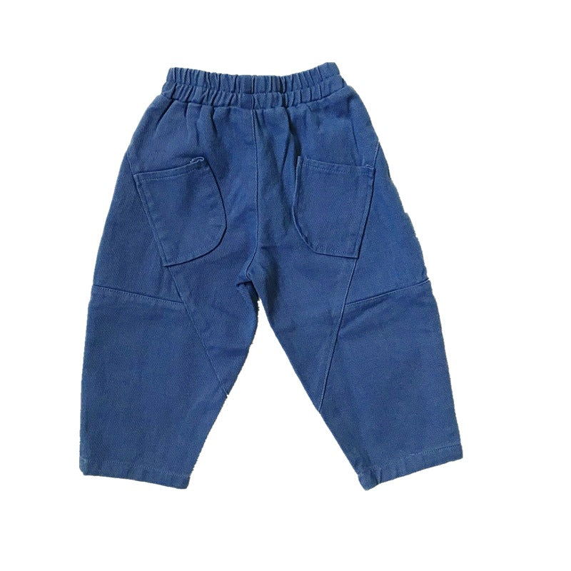 Beige Cotton Work Pants for Kids
