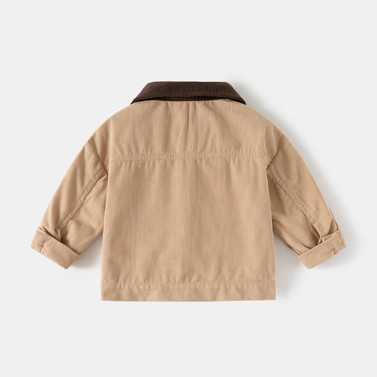 Color-Blocked Corduroy Lapel Jacket