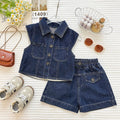 Denim Vest & Shorts Two-Piece Set for Girls