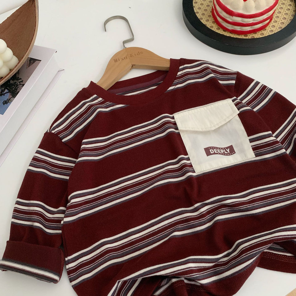 Red Stripe Pocket Tee for Kids