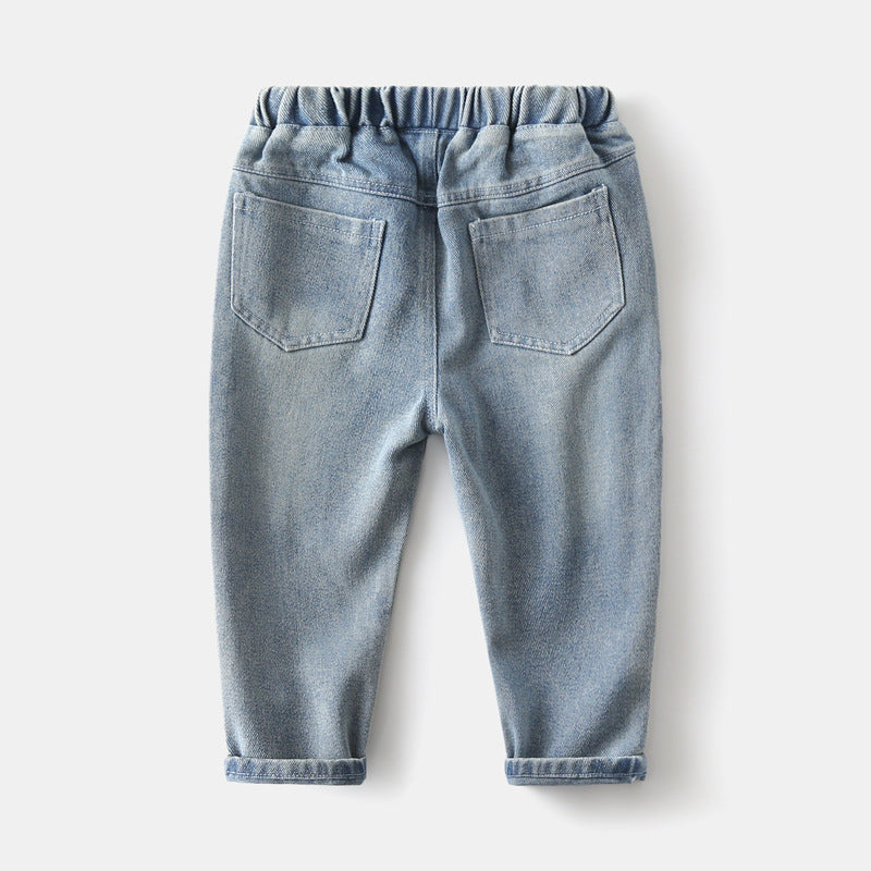 Light Blue Washed Denim Pants for Kids