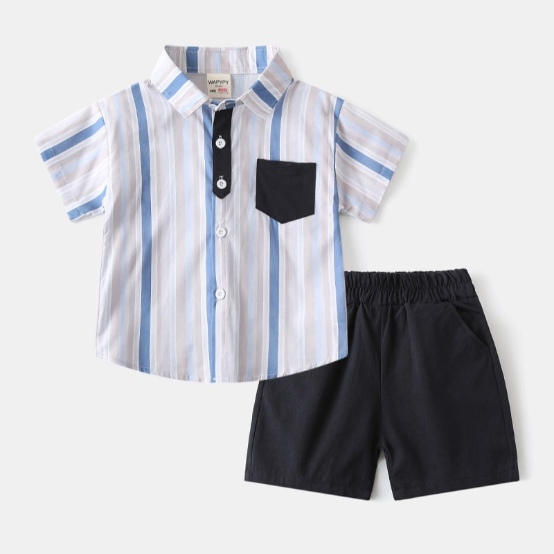 Printed Short Sleeve Shirt Set for Boys