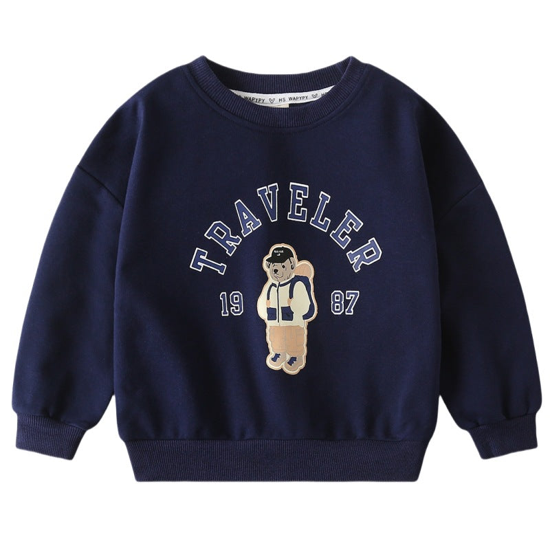 Loose Round Neck Pullover Hoodie