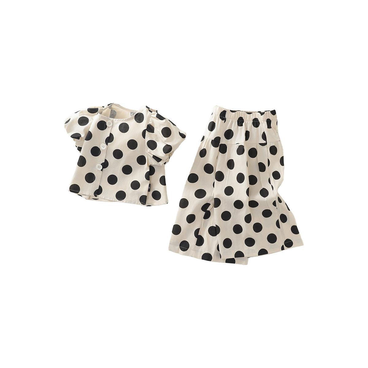 Polka Dot Wide-Leg Two-Piece Set for Girls