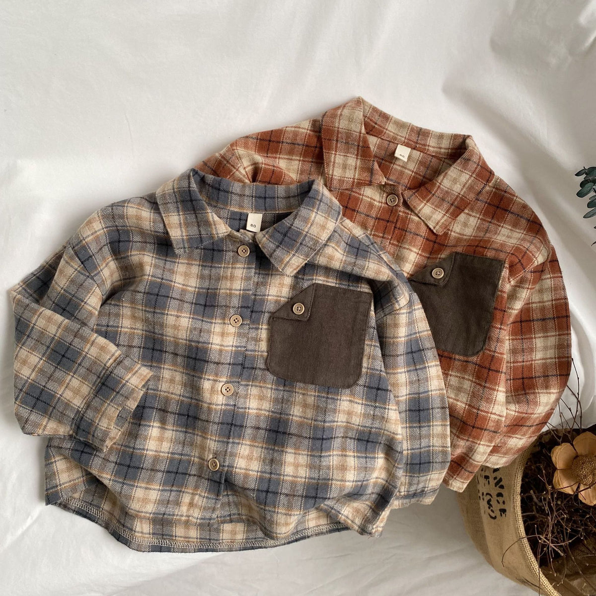Color-Block Plaid Pocket Shirt
