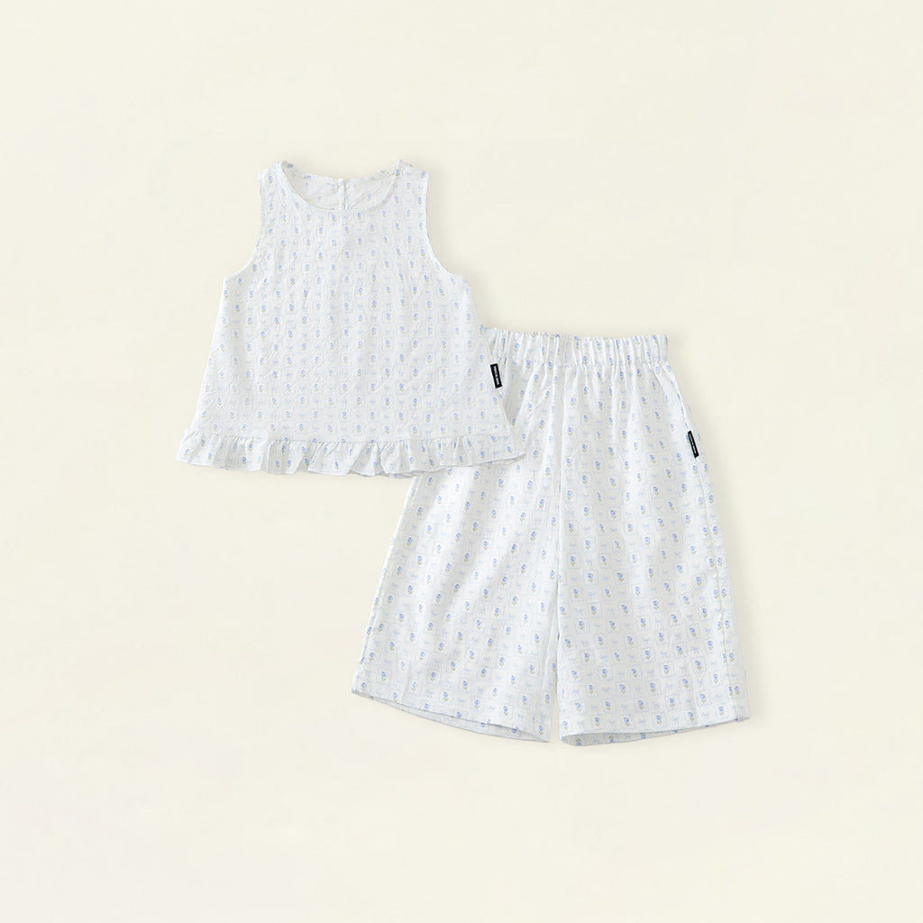 Floral Two-Piece Wide-Leg Set for Girls