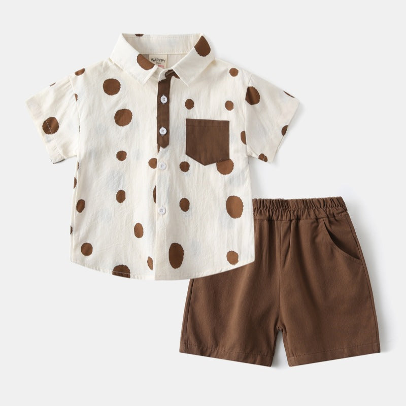 Printed Short Sleeve Shirt Set for Boys