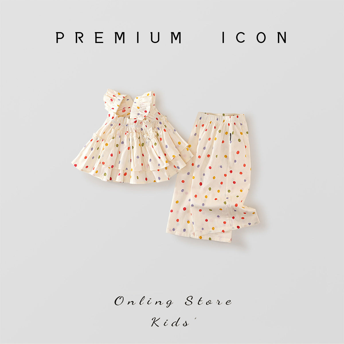 Colorful Polka Dot Wide-Leg Two-Piece Set